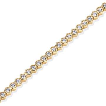 PAVOI 14K Yellow Gold Plated 2mm Cubic Zirconia Honeycomb Tennis Bracelet | Gold Bracelets for Women | 6.5 Inches