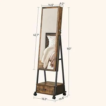 SONGMICS Lockable Jewelry Cabinet with Mirror and Storage