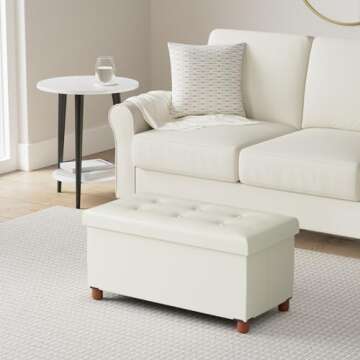 Versatile PINPLUS Linen Coffee Table Ottoman with Tray