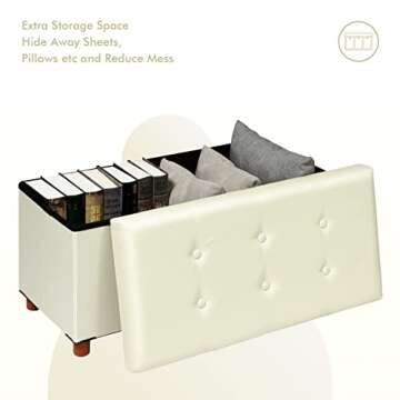 Versatile PINPLUS Linen Coffee Table Ottoman with Tray