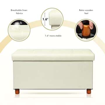 Versatile PINPLUS Linen Coffee Table Ottoman with Tray