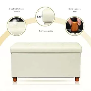 Versatile PINPLUS Linen Coffee Table Ottoman with Tray