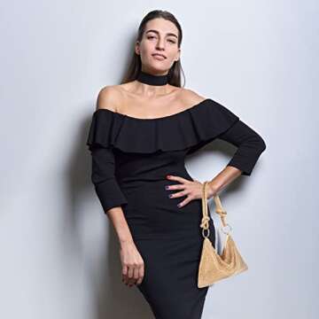 AOYUNHUI Rhinestone Hobo Bag for Women Shoulder Handbags Evening Purse for Wedding Prom Reunion-Gold