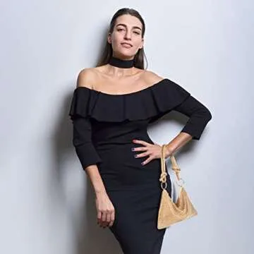 AOYUNHUI Rhinestone Hobo Bag for Women Shoulder Handbags Evening Purse for Wedding Prom Reunion-Gold