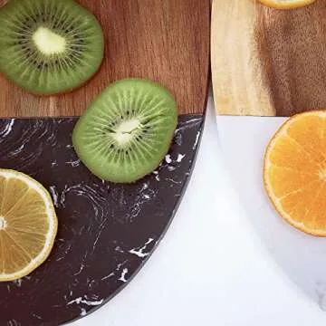 Stylish Uniharpa Marble & Wood Cutting Board Set