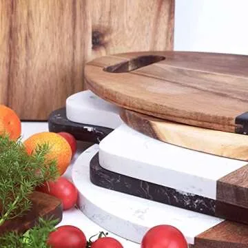 Stylish Uniharpa Marble & Wood Cutting Board Set
