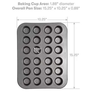 Cooking Light Mini Muffin Pan Carbon Steel Quick Release Coating, Non-Stick Bakeware, Heavy Duty Performance, 24-Cup, Gray