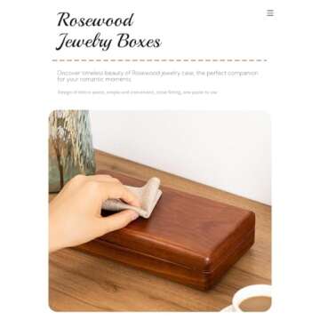 LIBOLXSP Jewelry Box Solid Wood Jewelry Organizer Box for Multiple Rings Cufflinks Earrings Portable Travel Storage Rings Case Wooden Holders Vintage Gift for Women Valentine Mother's Day - Large