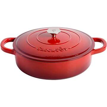 Crock-Pot Crock Pot Artisan Enameled Cast Iron Braiser W/Lid, 5 Quart, Scarlet Red