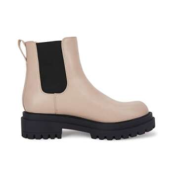 VETASTE Womens Lug Sole Low Chunky Block Heel Chelsea Fashion Ankle Bootie Double Elastic Round Toe Slip On Platform Waterproof Winter Boots…