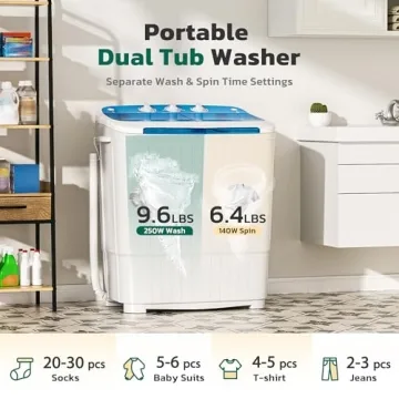 Compact Greenvelly Portable Washing Machine with Twin Tub Design