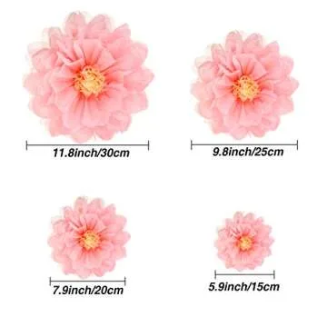 Gejoy 20 Pieces Mexican Paper Flower Tissue Day of The Dead Pom Poms 3D Paper Flower DIY Crafting for Halloween Thanksgiving Fiesta Wedding Party Ceiling Bloom Decoration(Vivid Color)