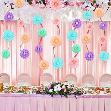 Gejoy 20 Pieces Mexican Paper Flower Tissue Day of The Dead Pom Poms 3D Paper Flower DIY Crafting for Halloween Thanksgiving Fiesta Wedding Party Ceiling Bloom Decoration(Vivid Color)