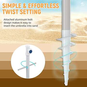 Bumblr 7.5ft Beach Umbrella with Sand Anchor & Tilt Mechanism Heavy Duty Outdoor Sunshade Portable Umbrella with Carry Bag Wind Resistant UV Protection for Sand Beach Garden Outdoor, Orange