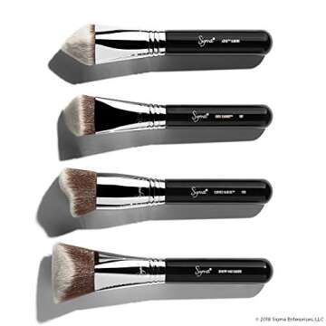 Sigma Beauty Professional Dimensional 4 Pc Kabuki Makeup Brush Set with SigmaTech® and Sigmax® fibers to Buff, Blend and Highlighting using Liquid, Creams or Powder Face Makeup