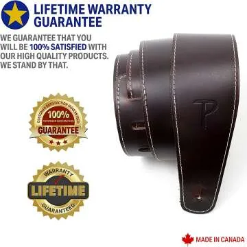 Adjustable Baseball Leather Guitar Strap - Wine Color