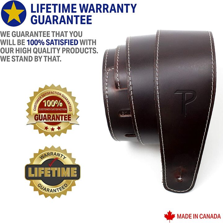 Adjustable Baseball Leather Guitar Strap - Wine Color