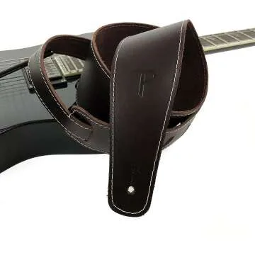 Adjustable Baseball Leather Guitar Strap - Wine Color