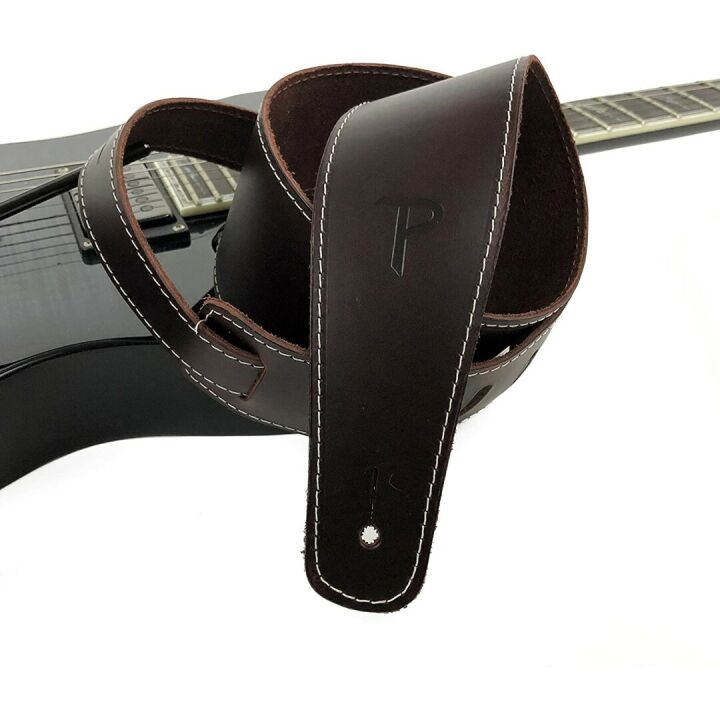 Adjustable Baseball Leather Guitar Strap - Wine Color