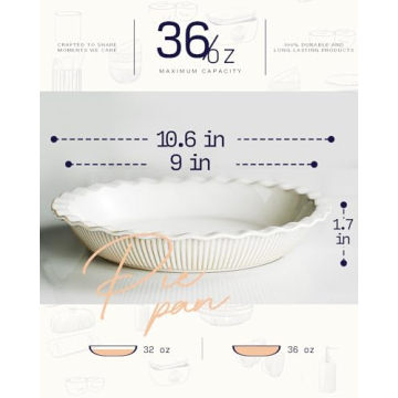 Getstar 9 Inch Ceramic Pie Pan Non-Stick Oven Safe