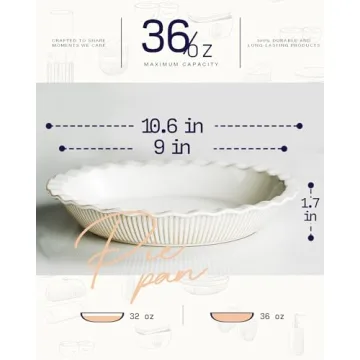 Getstar 9 Inch Ceramic Pie Pan Non-Stick Oven Safe