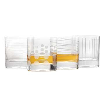 Mikasa Cheers Double Old Fashioned Glass Set - 4 Unique Designs