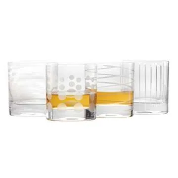 Mikasa Cheers Double Old Fashioned Glass Set - 4 Unique Designs