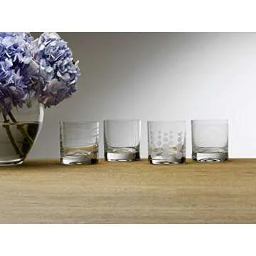 Mikasa Cheers Double Old Fashioned Glass Set - 4 Unique Designs