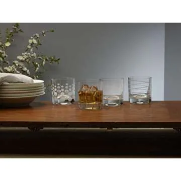 Mikasa Cheers Double Old Fashioned Glass Set - 4 Unique Designs