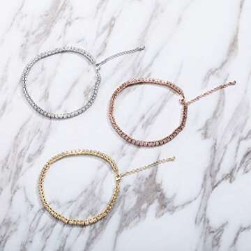 TOPGRILLZ 3-6mm Tennis Chain Anklet with Extension Bracelet for Women, 14K Gold Plated CZ Diamond Fashion Foot Jewelry Gifts (5mm Gold,9)