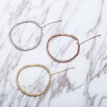 TOPGRILLZ 3-6mm Tennis Chain Anklet with Extension Bracelet for Women, 14K Gold Plated CZ Diamond Fashion Foot Jewelry Gifts (5mm Gold,9)