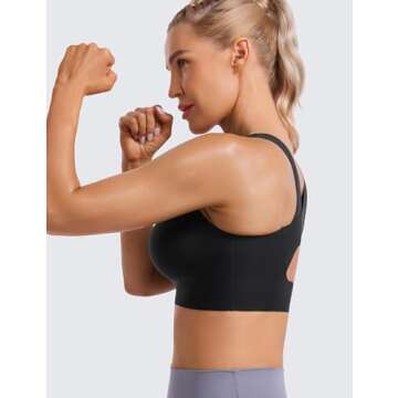CRZ YOGA Womens Flex Sculpt Racerback Sports Bra - U Neck Medium Impact Padded Wireless Workout Gym Crop Top
