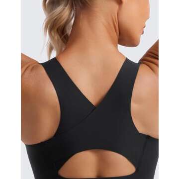 CRZ YOGA Womens Flex Sculpt Racerback Sports Bra - U Neck Medium Impact Padded Wireless Workout Gym Crop Top