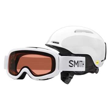 SMITH Glide Jr.. MIPS/Gambler Combo Snow Helmet in White, Size Youth Small
