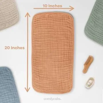 Comfy Cubs Muslin Burp Cloths 20" x 10", Pack of 10 - Large, 6-Layer, Ultra Absorbent 100% Cotton for Baby Drool and Messes - Soft, Safe & Gentle Baby Burp Cloths for Boys & Girls - Caramel