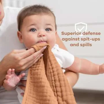 Comfy Cubs Muslin Burp Cloths 20" x 10", Pack of 10 - Large, 6-Layer, Ultra Absorbent 100% Cotton for Baby Drool and Messes - Soft, Safe & Gentle Baby Burp Cloths for Boys & Girls - Caramel