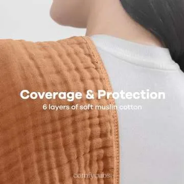 Comfy Cubs Muslin Burp Cloths 20" x 10", Pack of 10 - Large, 6-Layer, Ultra Absorbent 100% Cotton for Baby Drool and Messes - Soft, Safe & Gentle Baby Burp Cloths for Boys & Girls - Caramel