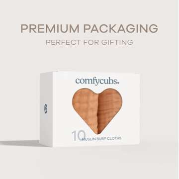 Comfy Cubs Muslin Burp Cloths 20" x 10", Pack of 10 - Large, 6-Layer, Ultra Absorbent 100% Cotton for Baby Drool and Messes - Soft, Safe & Gentle Baby Burp Cloths for Boys & Girls - Caramel