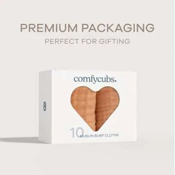 Comfy Cubs Muslin Burp Cloths 20" x 10", Pack of 10 - Large, 6-Layer, Ultra Absorbent 100% Cotton for Baby Drool and Messes - Soft, Safe & Gentle Baby Burp Cloths for Boys & Girls - Caramel