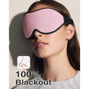 MABAO Sleep Mask for Side Sleeper, Eye Mask for Sleeping Women Men, 3D Contoured Cup No Eye Pressure 100% Light Blocking Sleeping Mask with Adjustable Strap Night Blindfold Flight, Travel, Nap, Pink