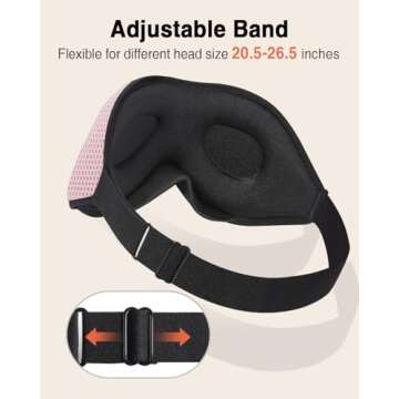 MABAO Sleep Mask for Side Sleeper, Eye Mask for Sleeping Women Men, 3D Contoured Cup No Eye Pressure 100% Light Blocking Sleeping Mask with Adjustable Strap Night Blindfold Flight, Travel, Nap, Pink