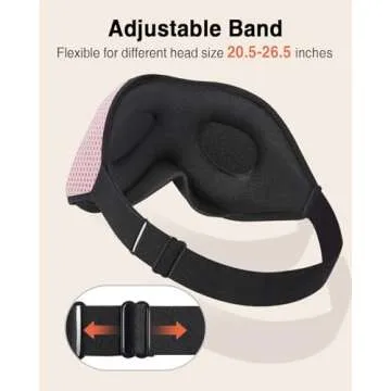 MABAO Sleep Mask for Side Sleeper, Eye Mask for Sleeping Women Men, 3D Contoured Cup No Eye Pressure 100% Light Blocking Sleeping Mask with Adjustable Strap Night Blindfold Flight, Travel, Nap, Pink