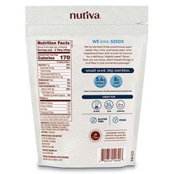Nutiva Organic Superseed Blend: Flax, Chia & Hemp - Nutrient-Dense Eco-Friendly Seeds for Healthy Ea...