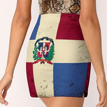 AVROY Tennis Skirts for Women with Pockets Dominican Republic Flag Golf Athletic Skorts Workout Running Shorts