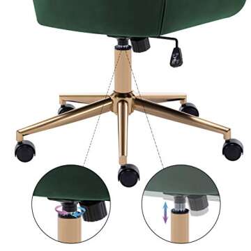 DUHOME Velvet Desk Adjustable Swivel Home Office Chair for Office Living Room Bedroom, Dark Green