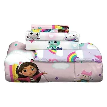 Franco Gabby's Dollhouse Kids Bedding Super Soft Comforter and Sheet Set with Sham, 5 Piece Twin Size, (Officially Licensed Product)