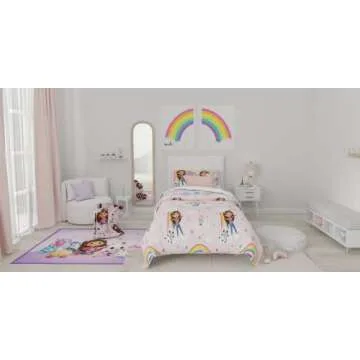Franco Gabby's Dollhouse Kids Bedding Super Soft Comforter and Sheet Set with Sham, 5 Piece Twin Size, (Officially Licensed Product)