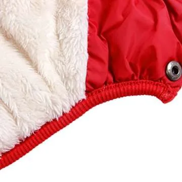 JoyDaog 2 Layers Fleece Lined Warm Dog Jacket for Puppy Winter Cold Weather,Soft Windproof Small Dog Coat,Red M