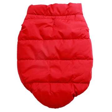 JoyDaog 2 Layers Fleece Lined Warm Dog Jacket for Puppy Winter Cold Weather,Soft Windproof Small Dog Coat,Red M