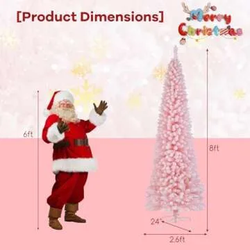 Goplus 8ft Pink Christmas Tree Slim Design for Elegant Spaces